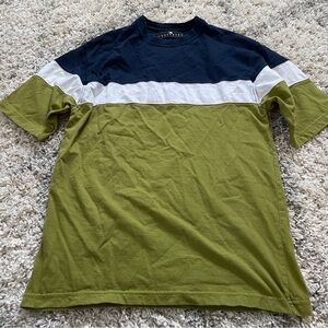 Consensus casual Color Block Tee in Olive, White, and Navy